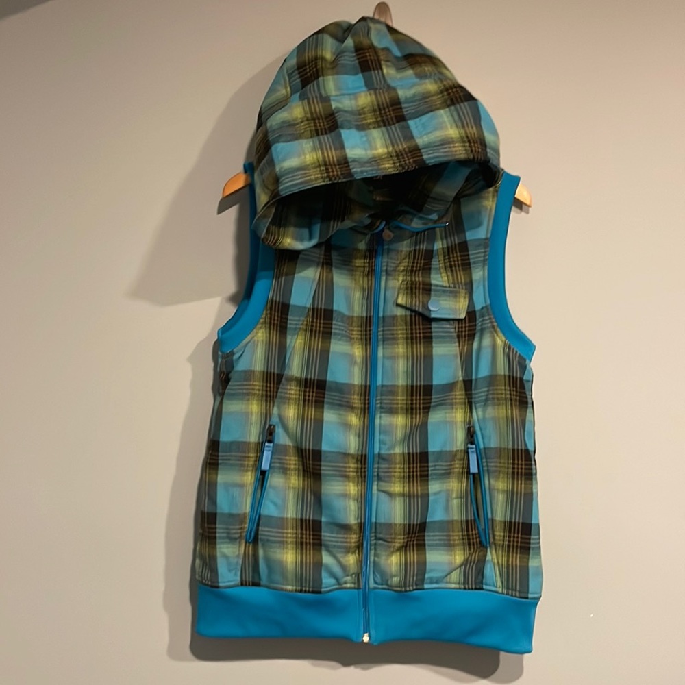Burton womens xl dry ride plaid star hooded vest
